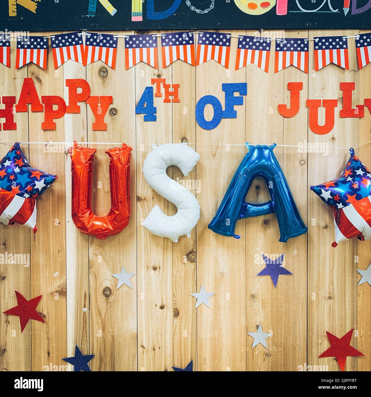 Avanti di decorazioni di luglio Foto Stock