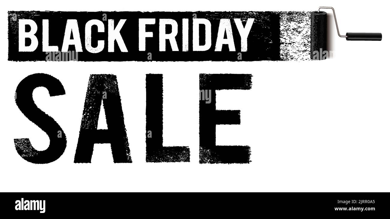 Tratto orizzontale di vernice con rullo per tipografia e pittura - Black Friday sale Illustrazione Vettoriale