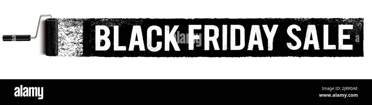 Tratto orizzontale di vernice con rullo per tipografia e pittura - Black Friday sale Illustrazione Vettoriale