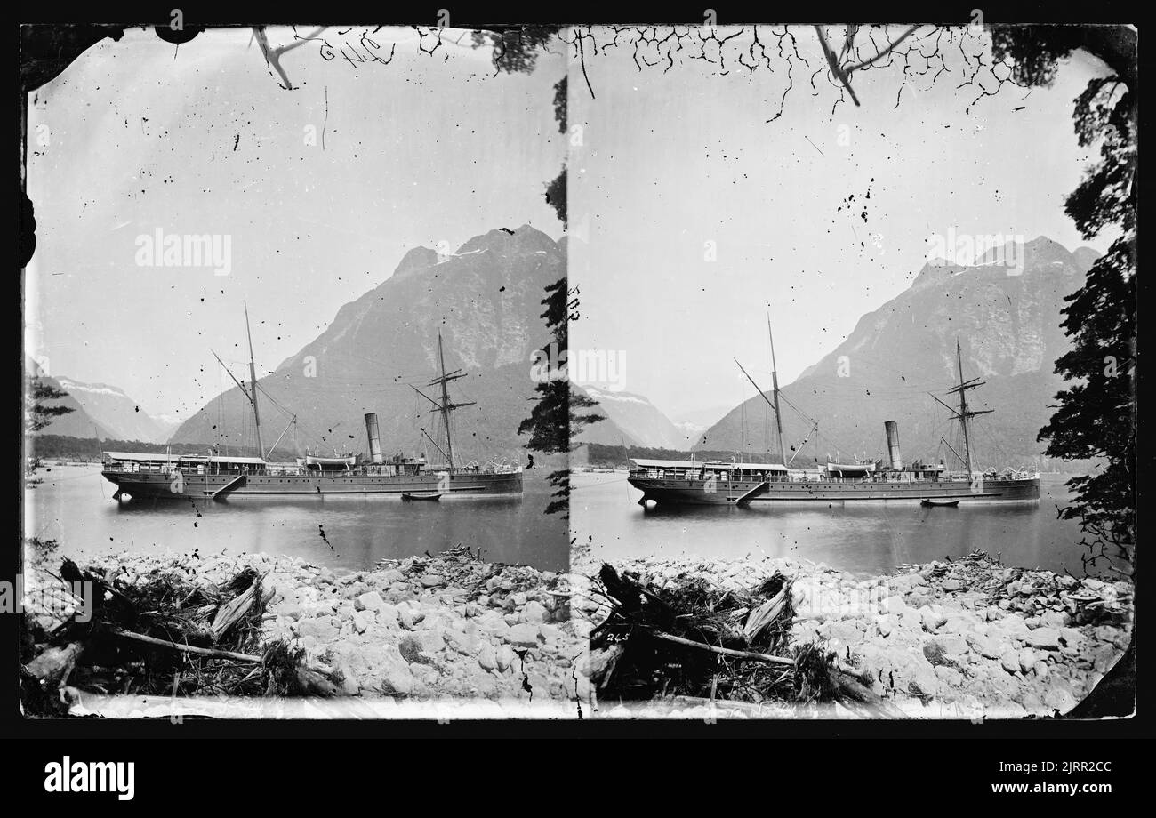 Milford Sound, 'Rotorua' ancorata in acqua dolce Foto Stock