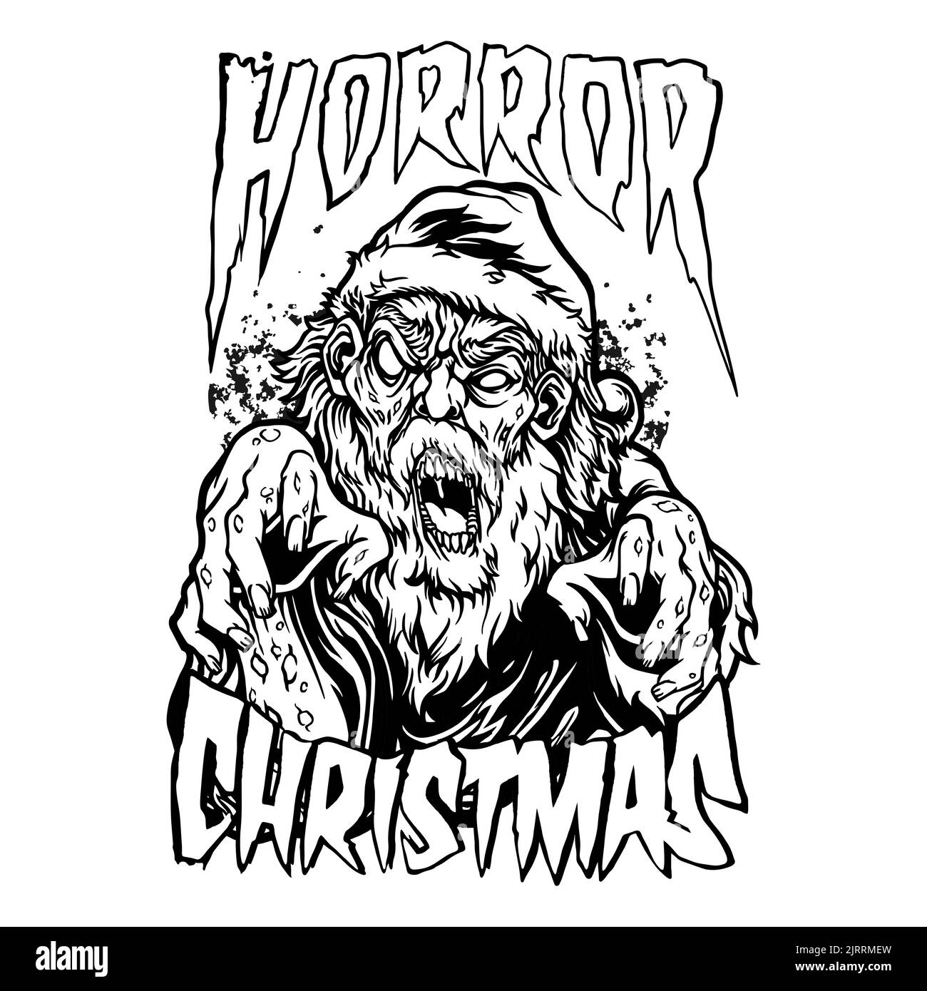 babbo natale zombie horror silhouette vettoriale illustrazioni per il tuo lavoro Logo, mascotte merchandise t-shirt, adesivi e disegni di etichette, poster Foto Stock