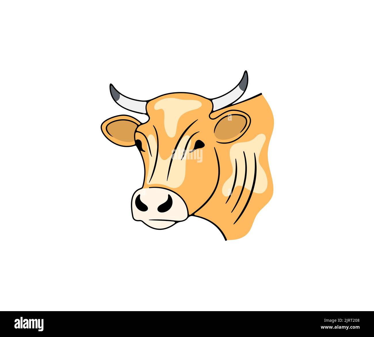 Mucca, bestiame, allevamento e allevamento, logo design. Animali, animali domestici, caseifici, bovini, disegno vettoriale e illustrazione Illustrazione Vettoriale
