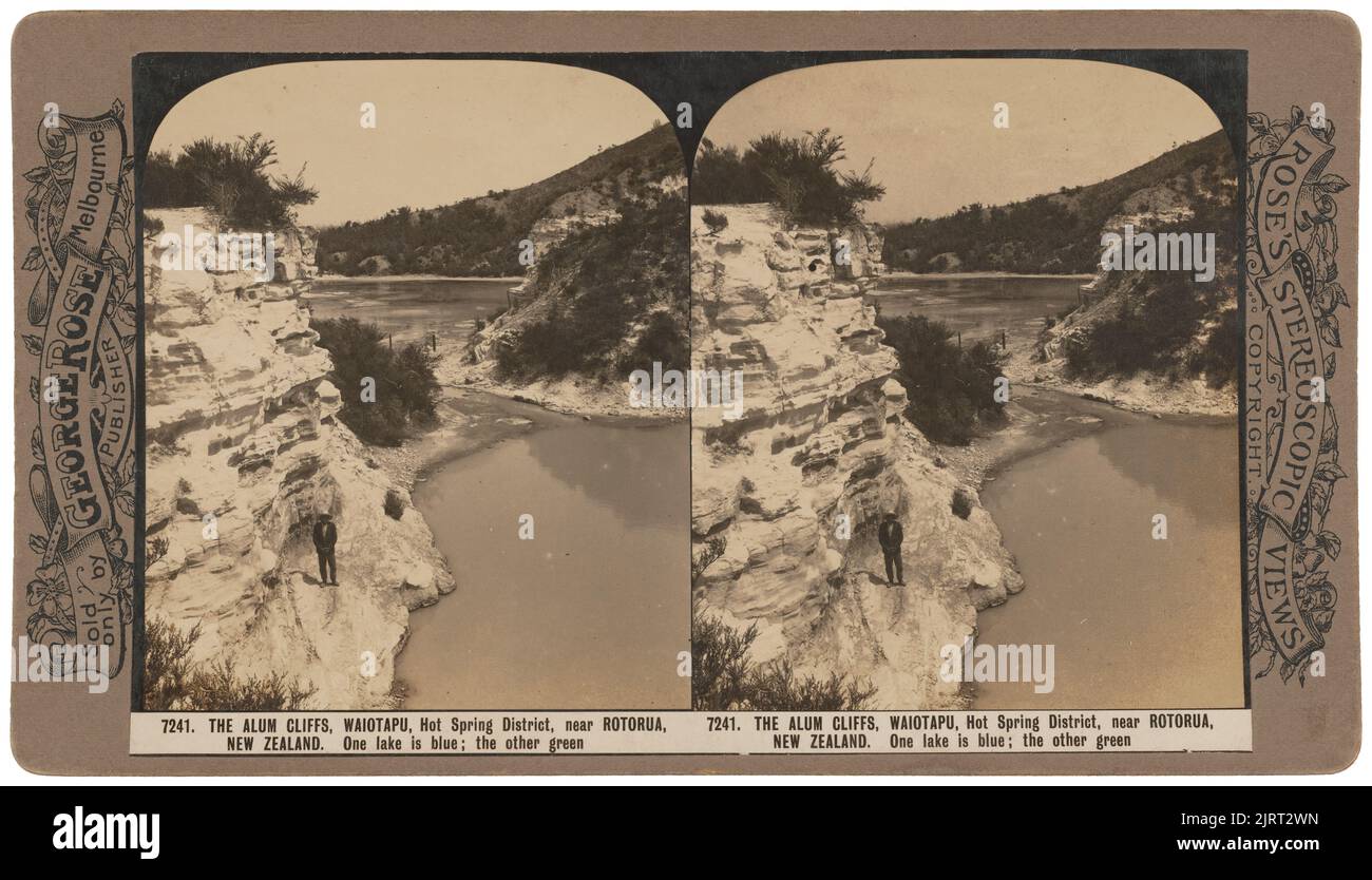 The Alum Cliffs, Waiotapu, Hot Spring District, vicino a Rotorua, Nuova Zelanda ..., circa 1900, Melbourne, da George Rose. Foto Stock