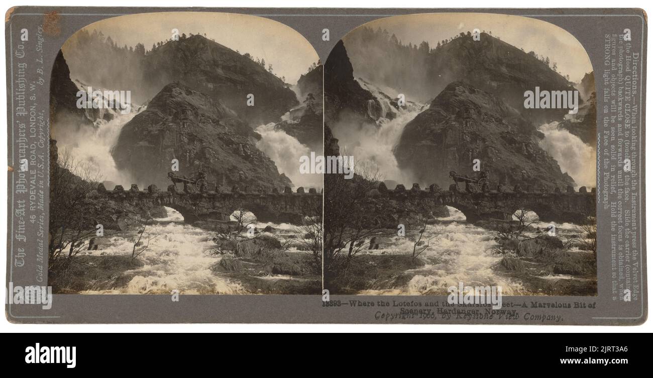 Dove si incontrano i Lotefos e gli Skarsfos - Un meraviglioso paesaggio, Hardanger, Norvegia, 1906, Norvegia, Di fine-Art Photographers' Publishing Co. Dono di Miss J Walker, 1968. Foto Stock