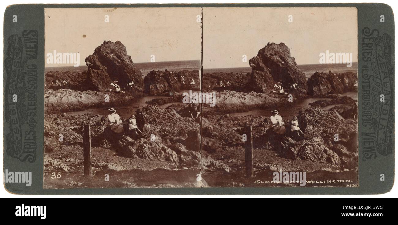 Island Bay, Wellington, Nuova Zelanda, 1900-1920, Wellington, Di Sebley's Series of stereoscopic views. Foto Stock