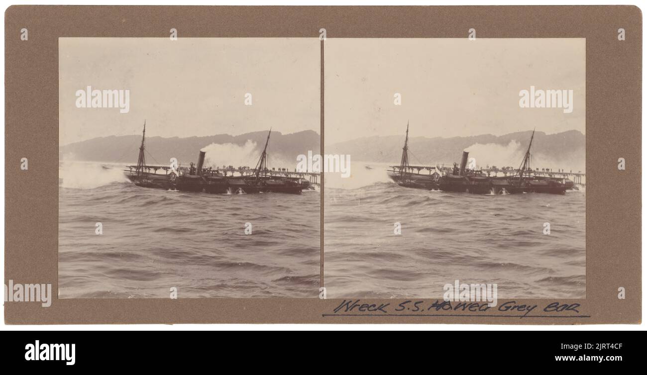 Relitto della SS Hawea sul Grey Bar, circa 1906, Greymouth, costruttore sconosciuto. Foto Stock