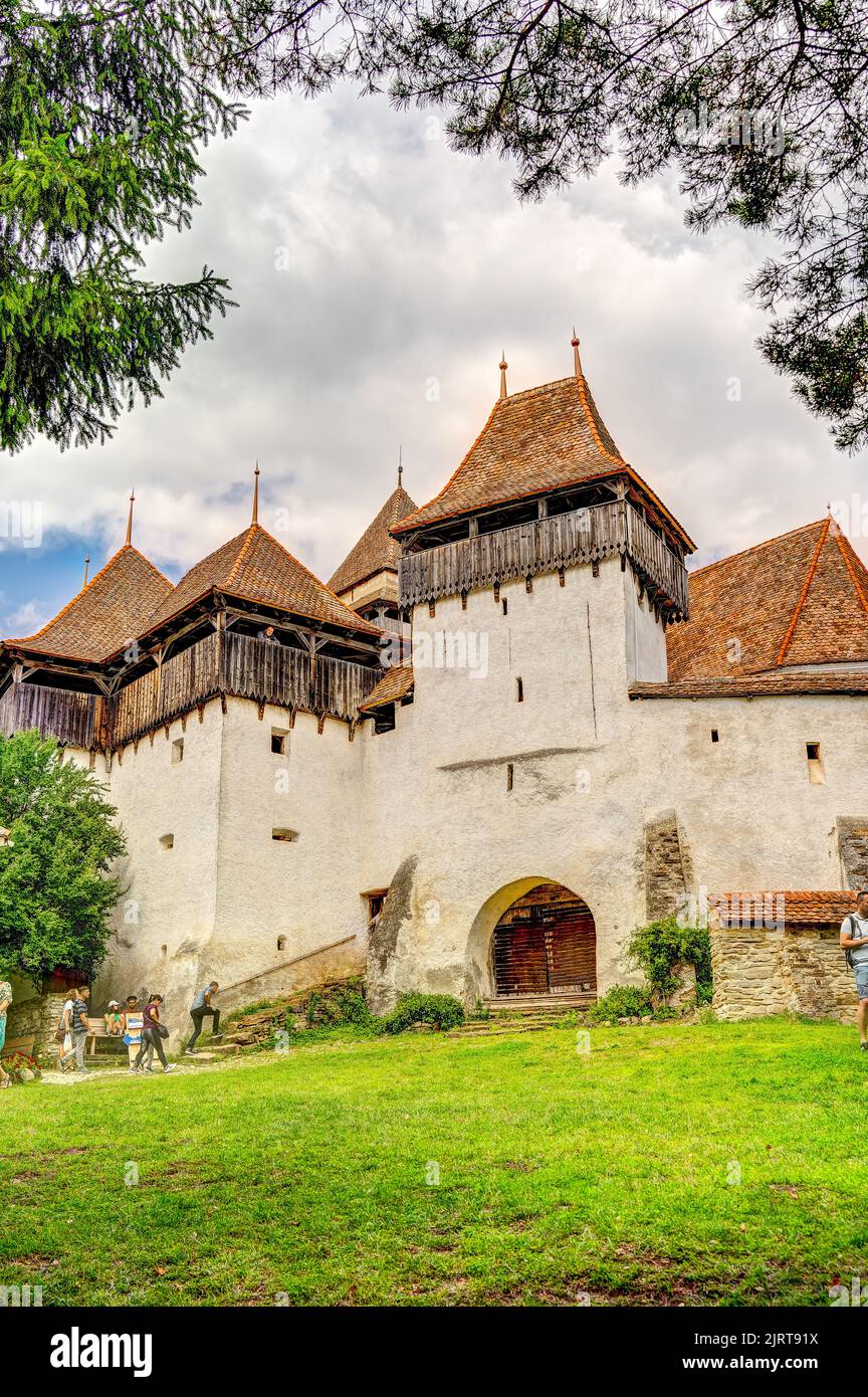 Viscri chiesa fortificata, Romania Foto Stock