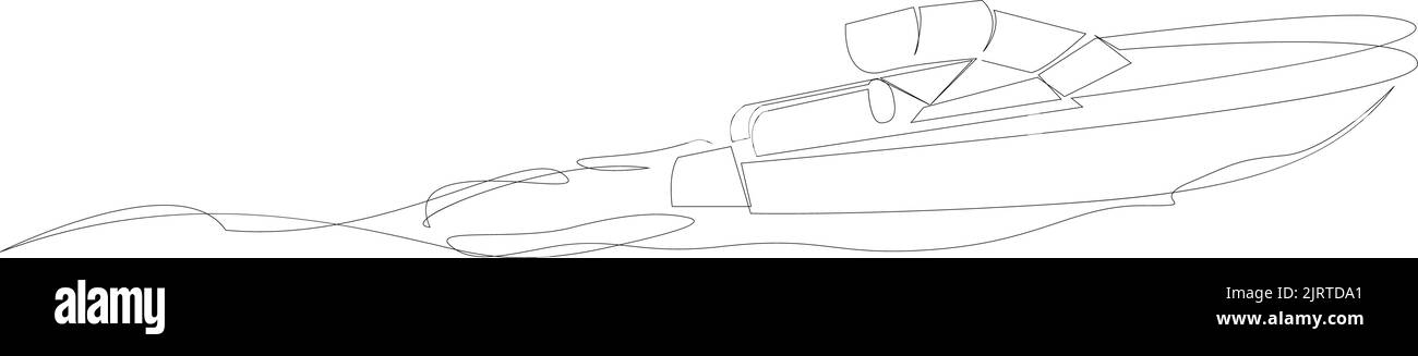 Affondamento continuo una linea disegno arte di yacht di lusso velocità barca a vela vettore illustrazione Illustrazione Vettoriale