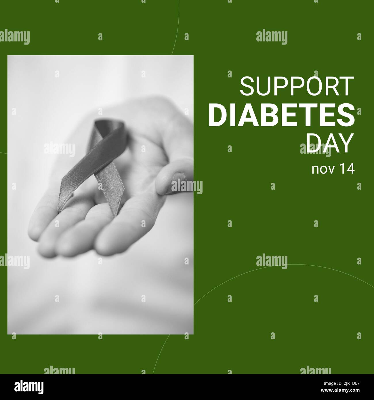 Composto di supporto il giorno del diabete e novembre 14 testo e mano tagliata tenendo nastro di consapevolezza Foto Stock