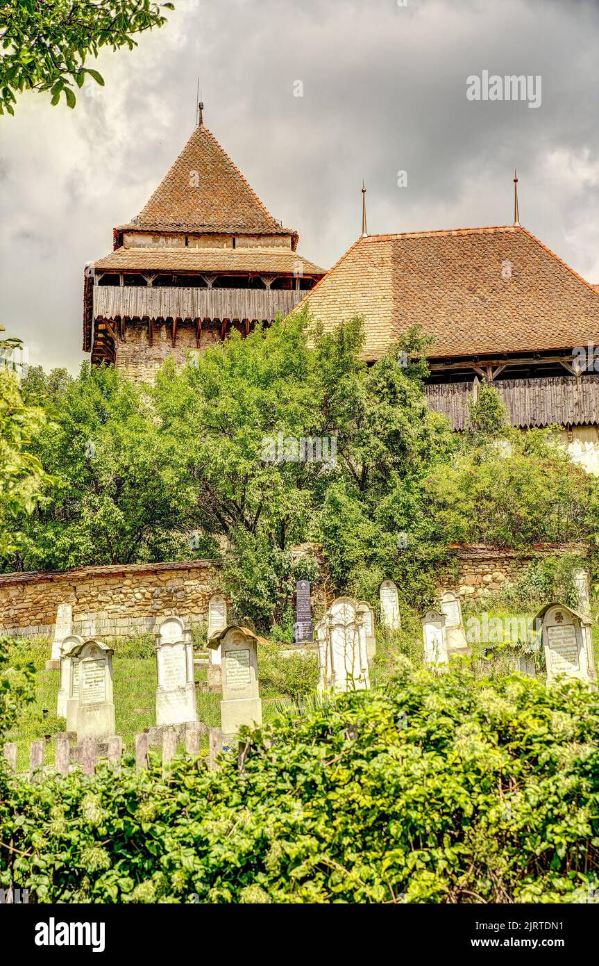 Viscri chiesa fortificata, Romania Foto Stock