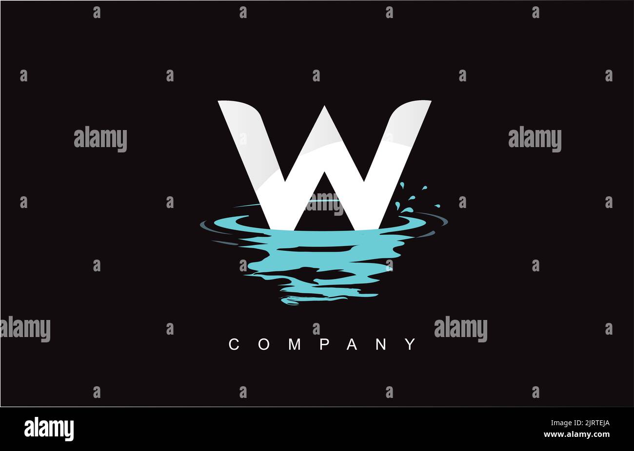 W Lettera Logo Design con Acqua Splash increspature gocce di riflessione icona Vettore illustrazione. Illustrazione Vettoriale