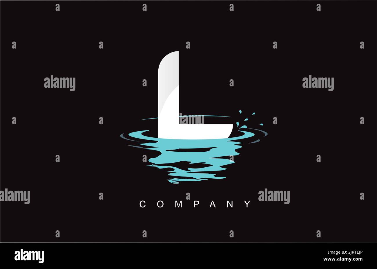 L Lettera Logo Design con Acqua Splash increspature gocce di riflessione icona Vettore illustrazione. Illustrazione Vettoriale