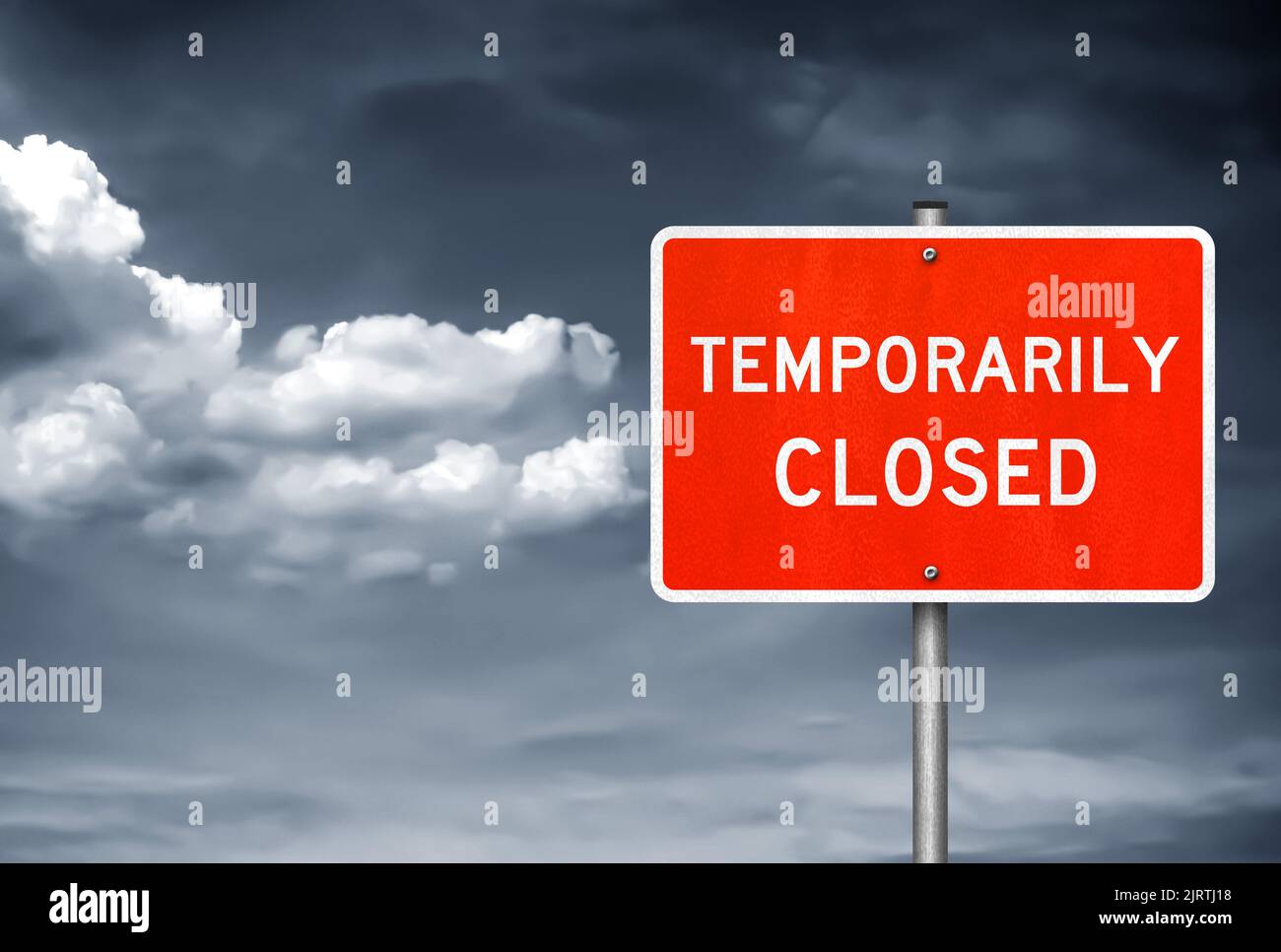 Temporaneamente chiuso - messaggio segnali stradali Foto Stock