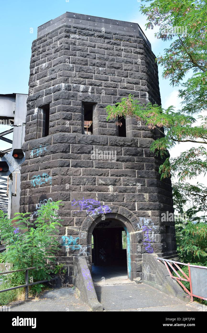 Ponte ferroviario Kronprinz Wilhelm Brücke nei pressi di Urmitz Foto Stock