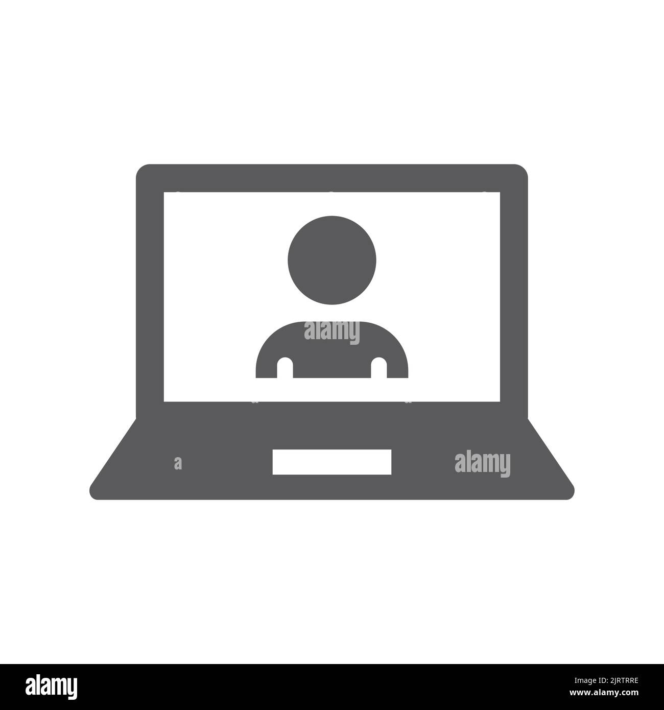 Schermo del laptop e icona dell'utente o del vettore avatar. Monitor del computer e simbolo di una persona riempita. Illustrazione Vettoriale