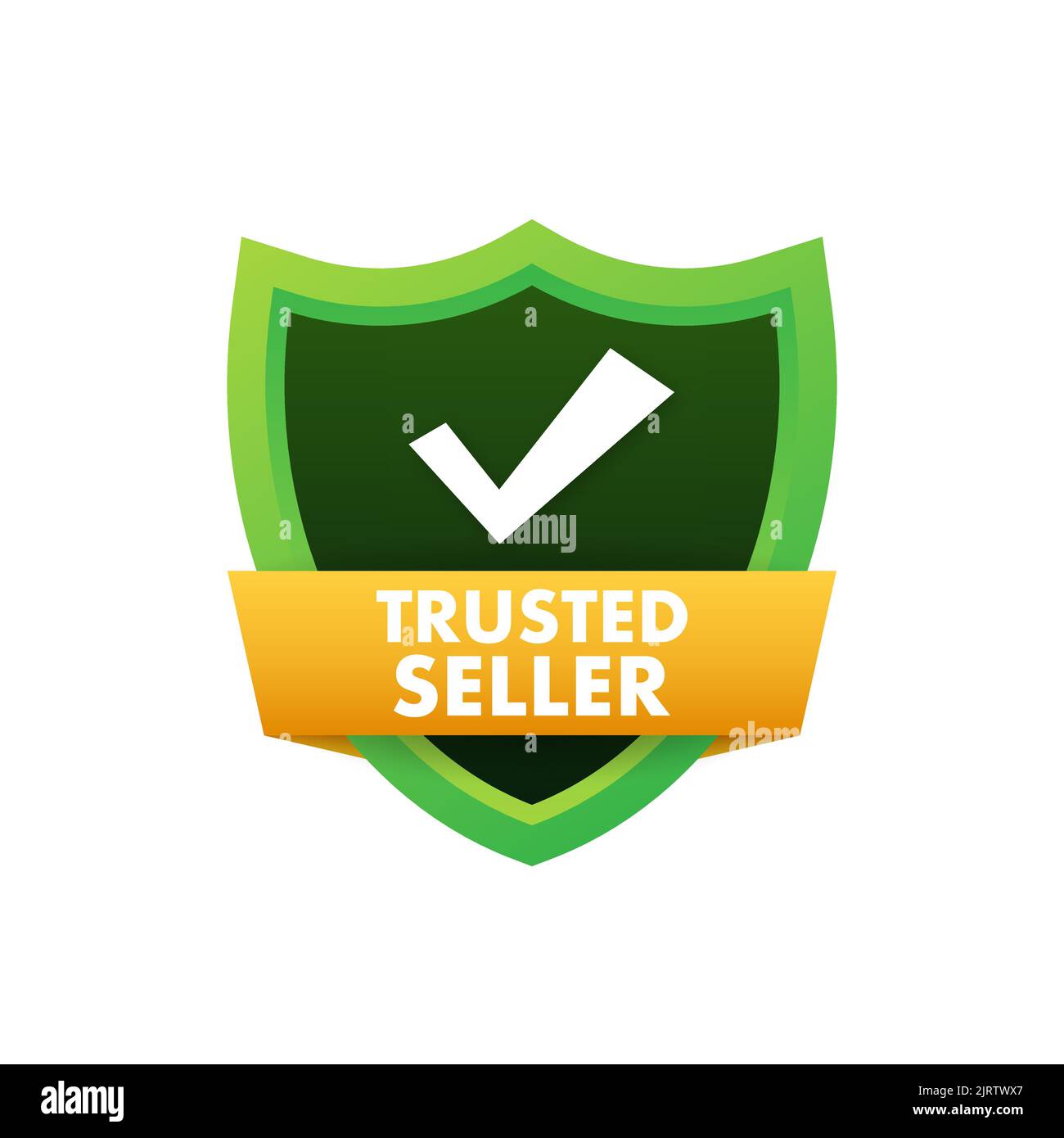 Etichetta del venditore fidato. Il mercato è affidabile. Illustrazione del vettore. Illustrazione Vettoriale