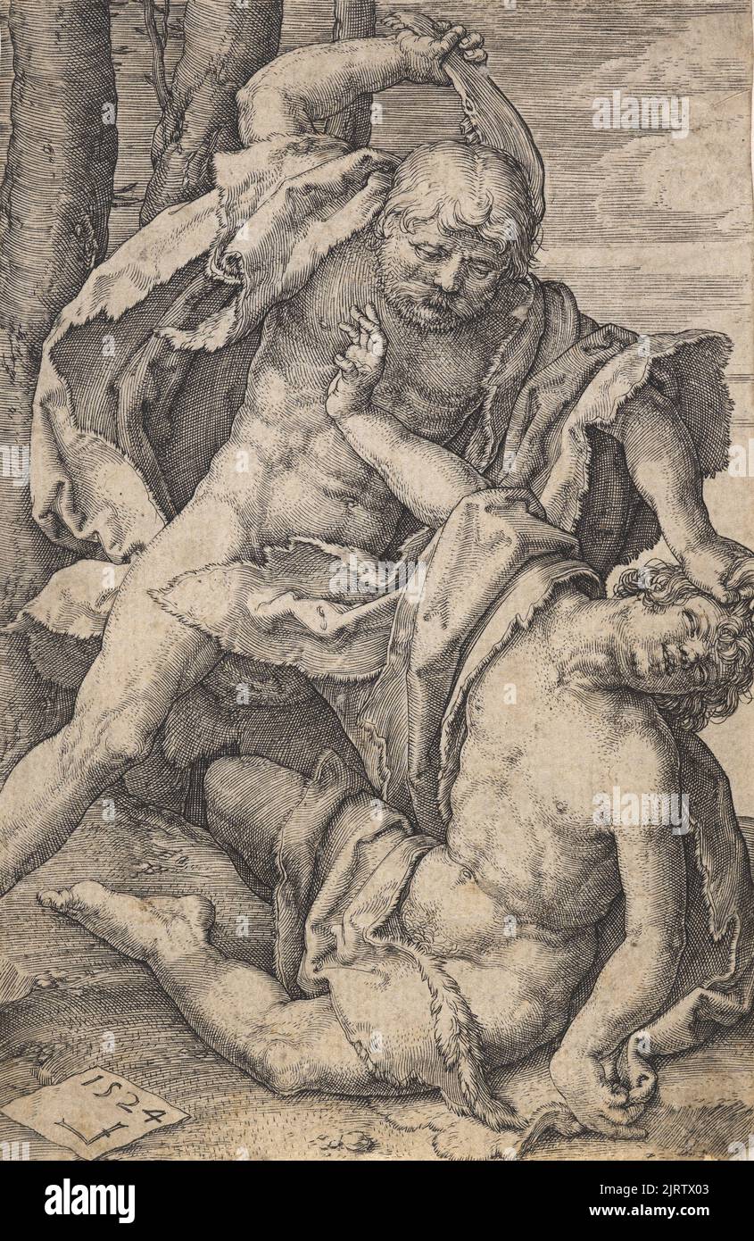 Cain Killing Abel, 1524, Paesi Bassi, di Lucas van Leyden. Dono del Vescovo Monrad, 1869. Foto Stock