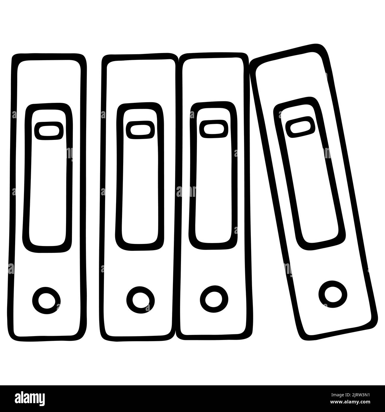 Cartelle per la memorizzazione dei file. Registrar per i documenti di lavoro. Ufficio per l'archiviazione dei documenti. Vettore impostato in stile doodle. Schizzo Illustrazione Vettoriale