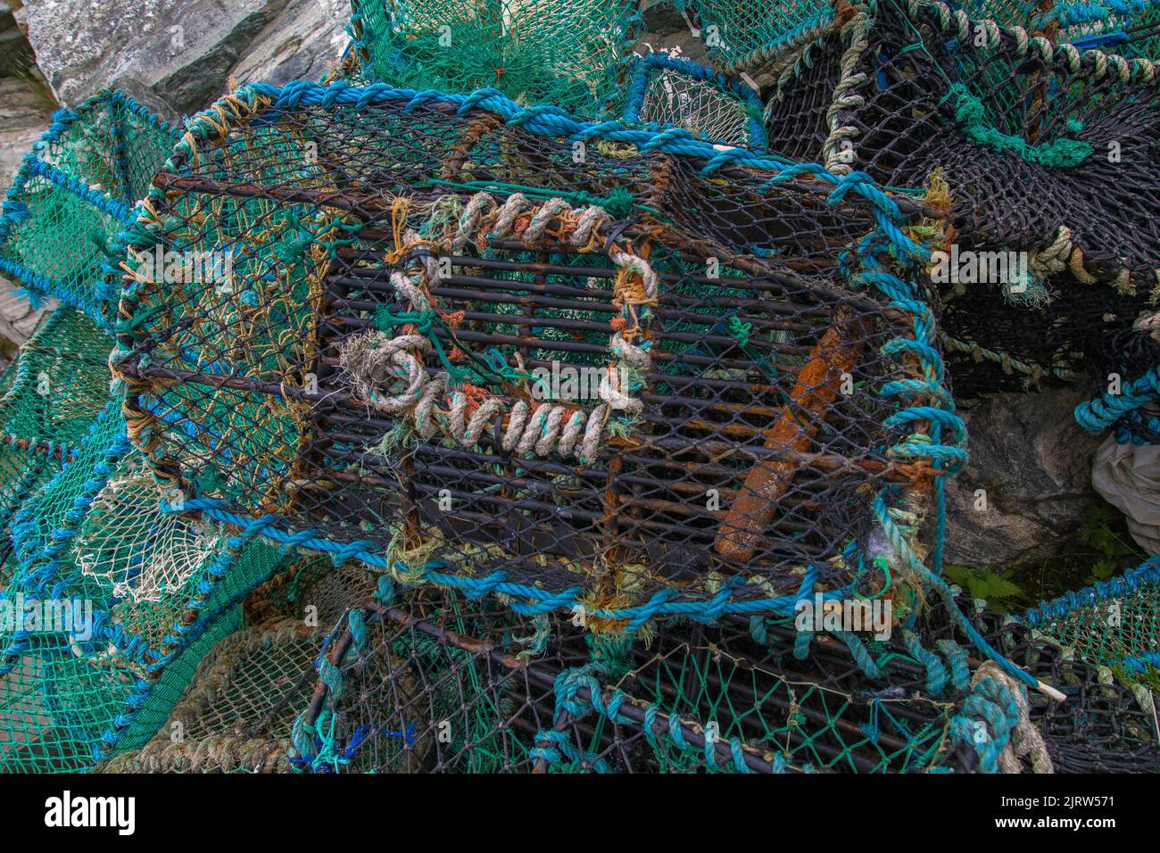 Poster di aragosta, reti di aragosta, trappole di aragosta, Pot di Cray, trappole di Cray, Reti Cray Foto Stock