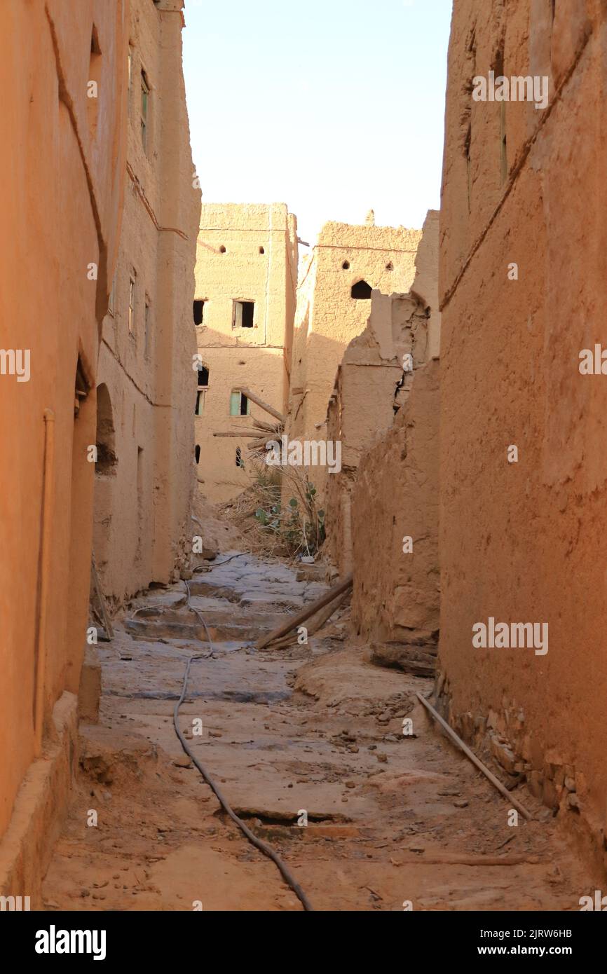 Case di fango nel vecchio villaggio di al Hamra in Oman Foto Stock