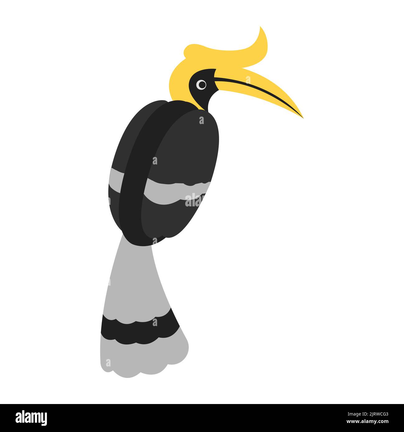 cute di hornbill su versione cartone animato, illustrazione vettoriale Illustrazione Vettoriale