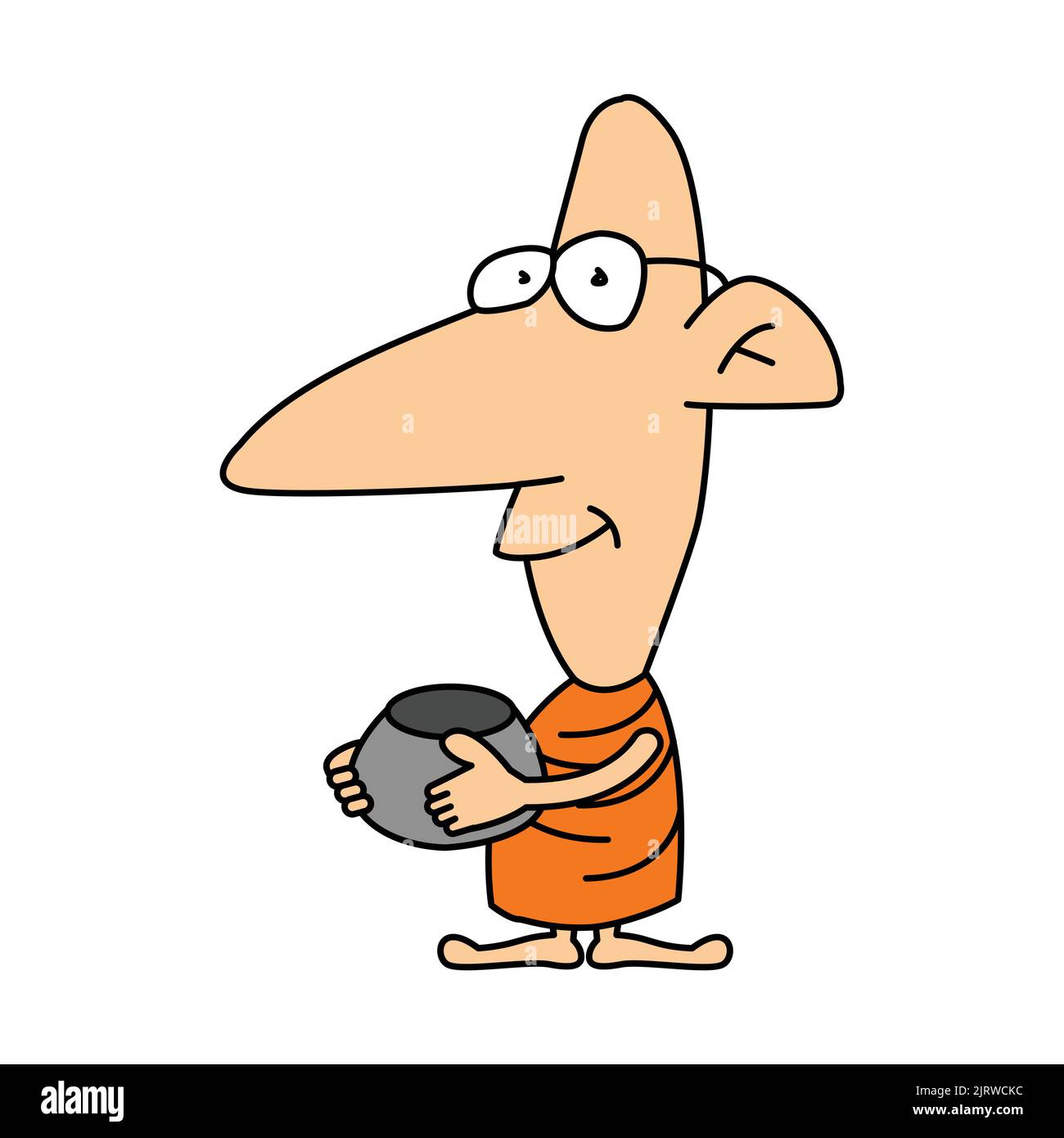 clipart carino di monaco su versione cartone animato, illustrazione vettoriale Illustrazione Vettoriale