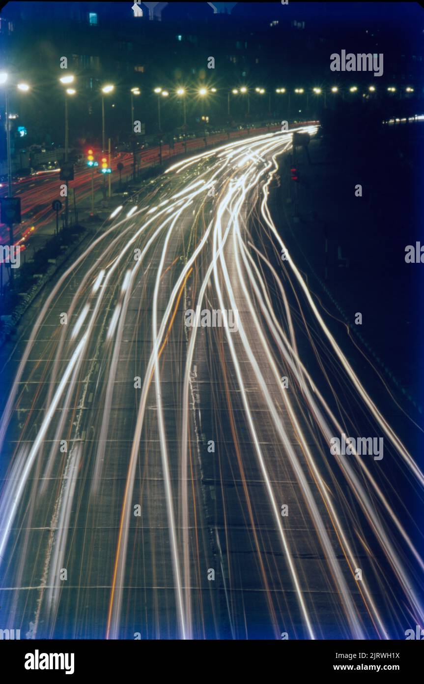 Marine Drive, Mumbai, Street Light e Vehicular Lights Foto Stock