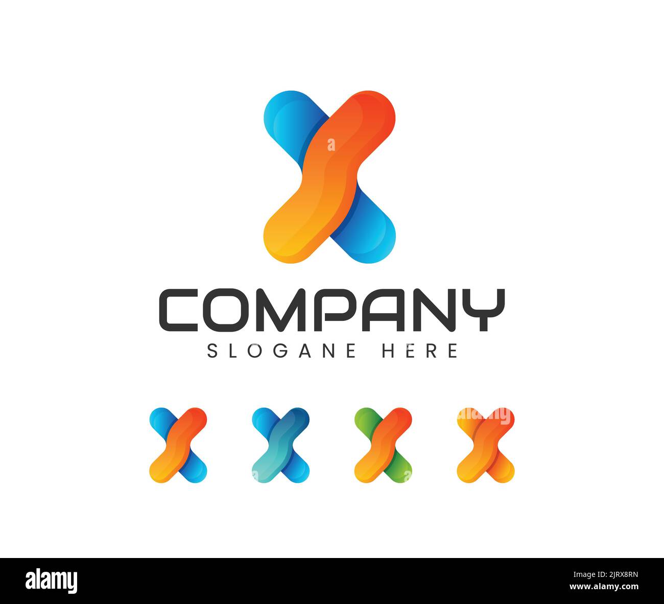 Modello moderno e unico di x modello iniziale per logo business. Combinazione di modello per logo lettera X e forma persone Illustrazione Vettoriale