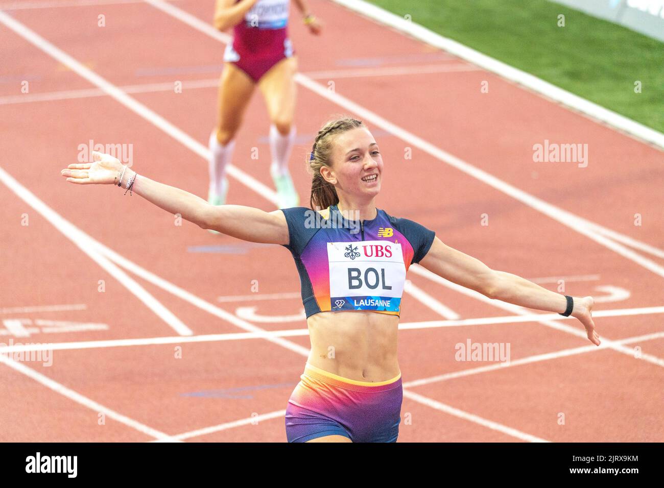 Losanna, Svizzera. 08th giugno, 2022. Femke Bol, 400m Hurdles (NED) vince durante il Gran Premio Athletissima Wanda Diamond League a Losanna 2022. Il Gran Premio Athletissima Wanda Diamond League a Losanna 2022, si è svolto a Losanna, capitale olimpica. (Foto di: Eric Dubost/Sipa USA) Credit: Sipa USA/Alamy Live News Foto Stock