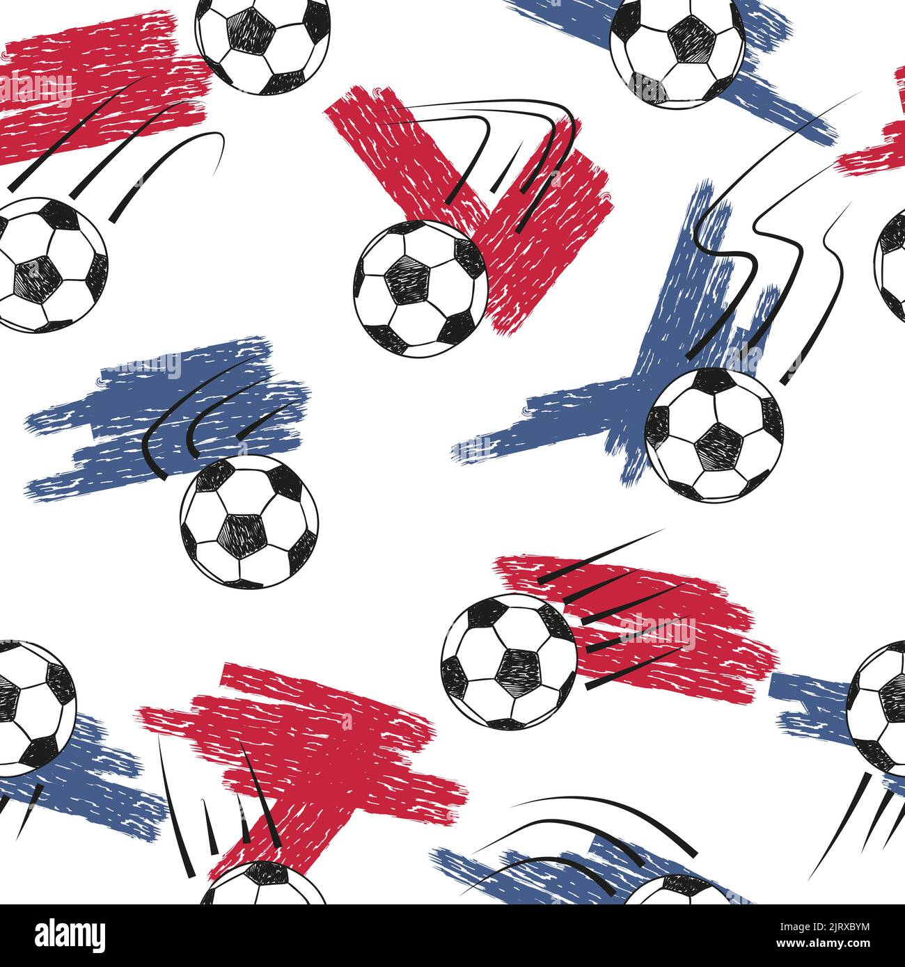 Palline da calcio modello senza cuciture con palline e colori bandiera. Vector campionato di calcio sfondo Illustrazione Vettoriale