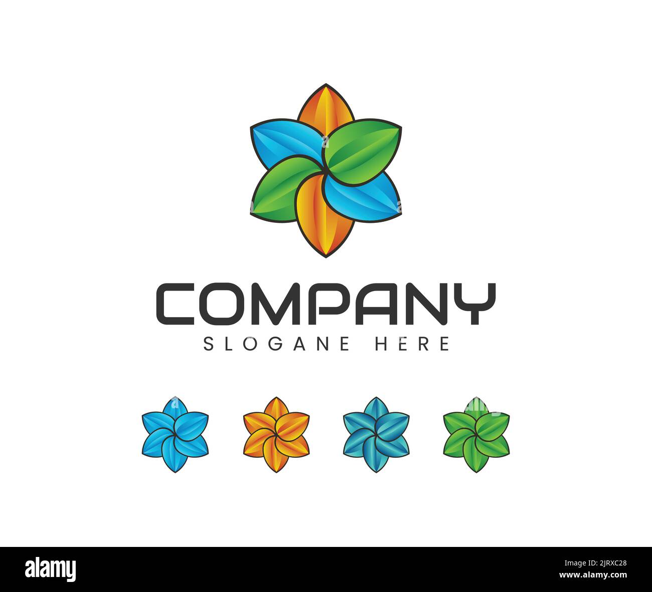 Astratto foglia logo icona design moderno minimal stile illustrazione. Modello vettoriale di disegno del logo della foglia astratta Illustrazione Vettoriale