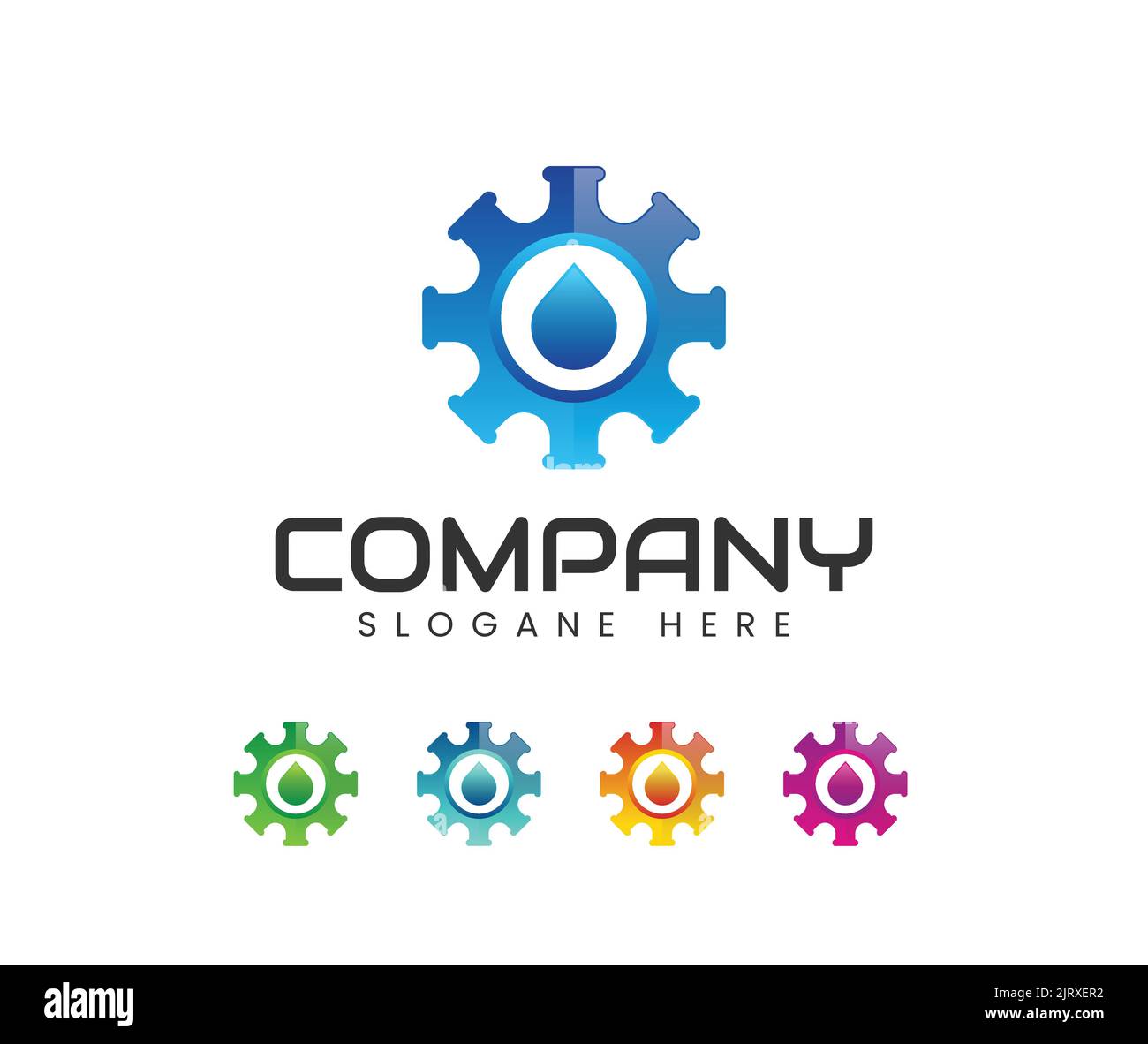 Design del logo idraulico. .Illustrazione vettoriale creativa del logo icona del servizio idraulico. Vettore di riparazione e manutenzione di impianti idraulici Illustrazione Vettoriale