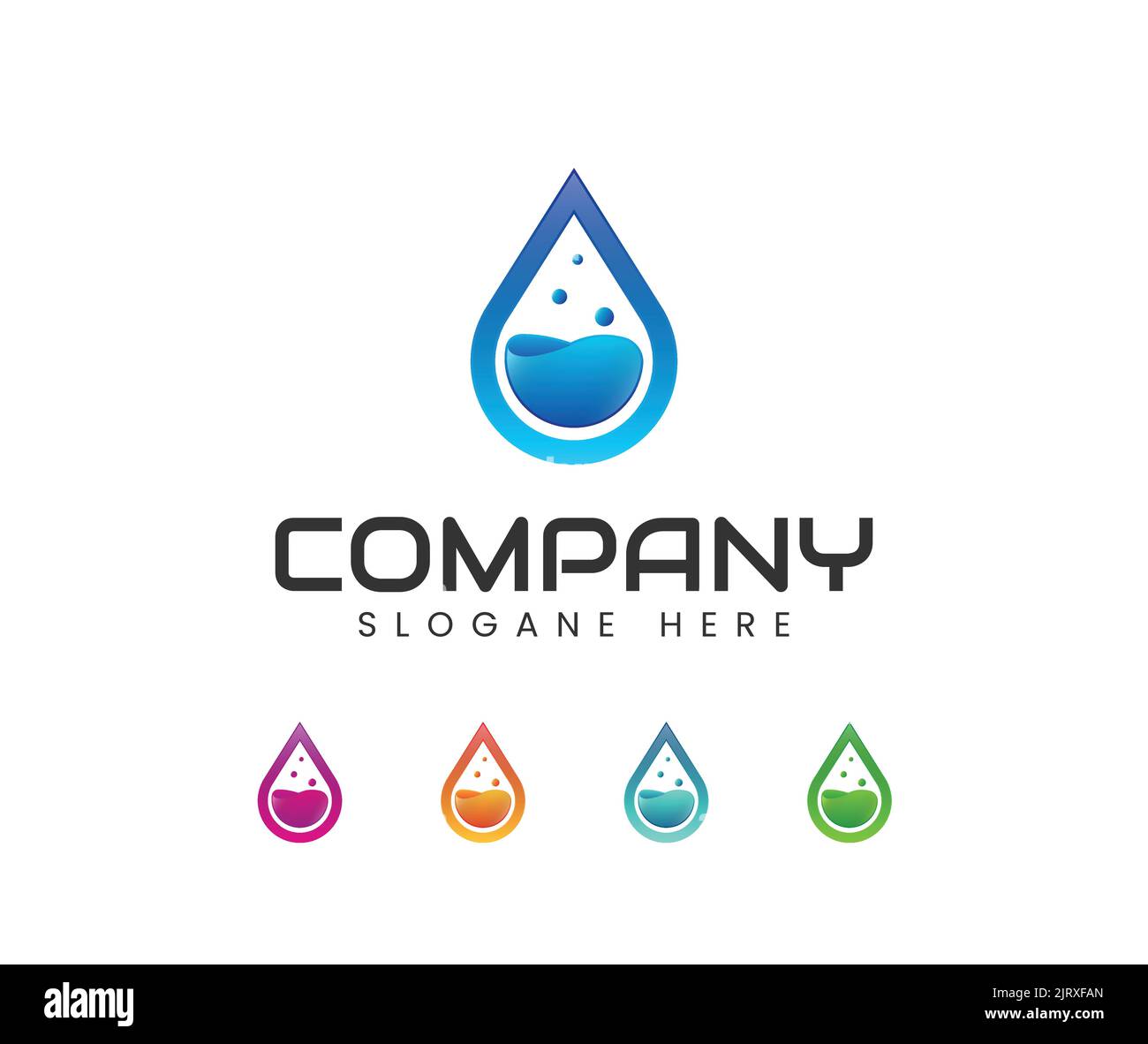 Water drop plumbing logo design. Acqua onda e goccia Illustrazione Vettoriale