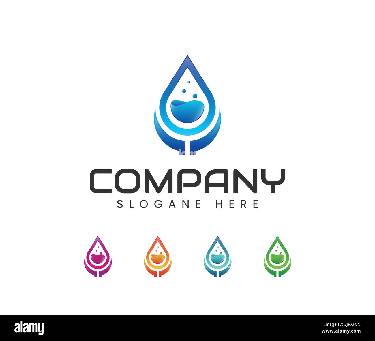 Design con logo Water Drop. Modello con logo Clean Drops e Bubble Wave. Concept set abstract drink o loghi spa Illustrazione Vettoriale