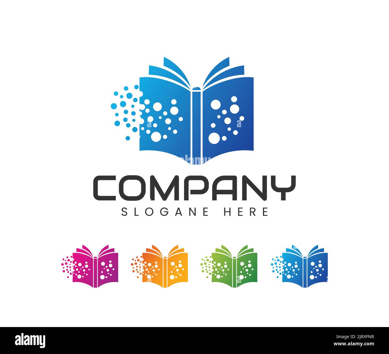 Design del logo del libro tecnologico digitale. Business Education grafico Libro Logo Design vettore Illustrazione Vettoriale