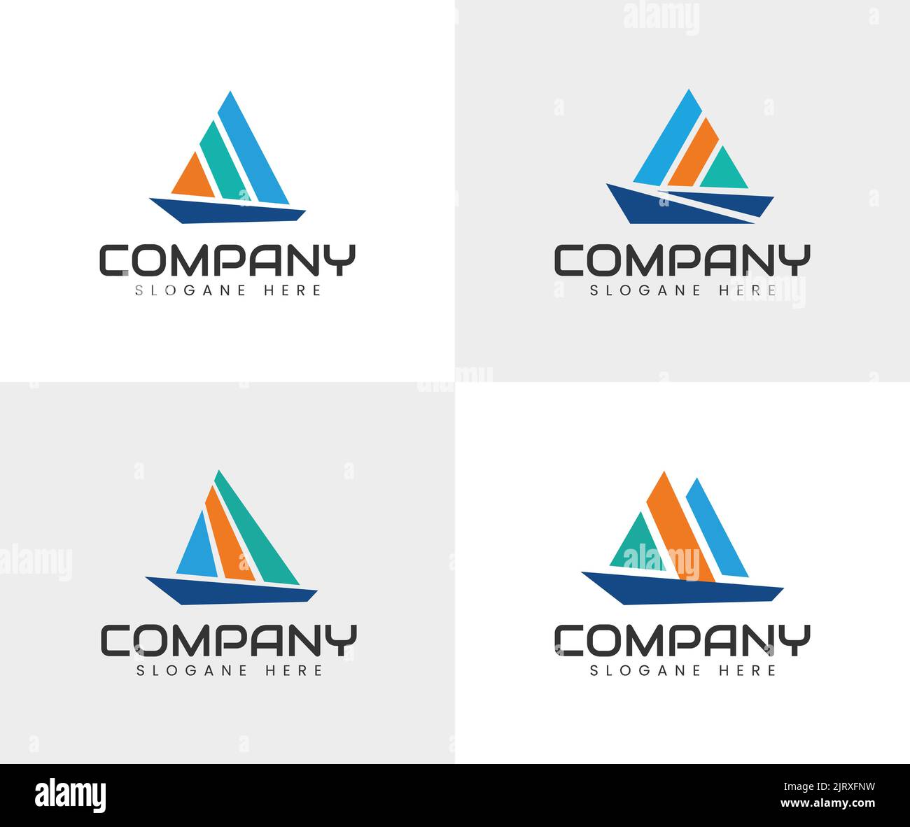 Modello di design con logo a vela Illustrazione Vettoriale