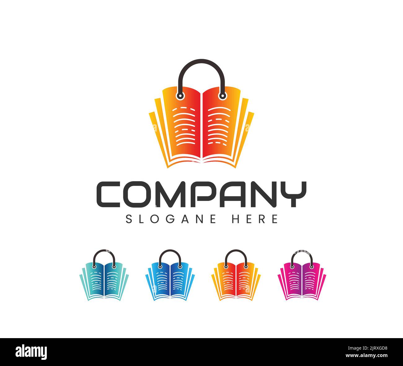 Design con logo Book Shop. Concetto del logo dei negozi online. Biblioteca digitale Illustrazione Vettoriale