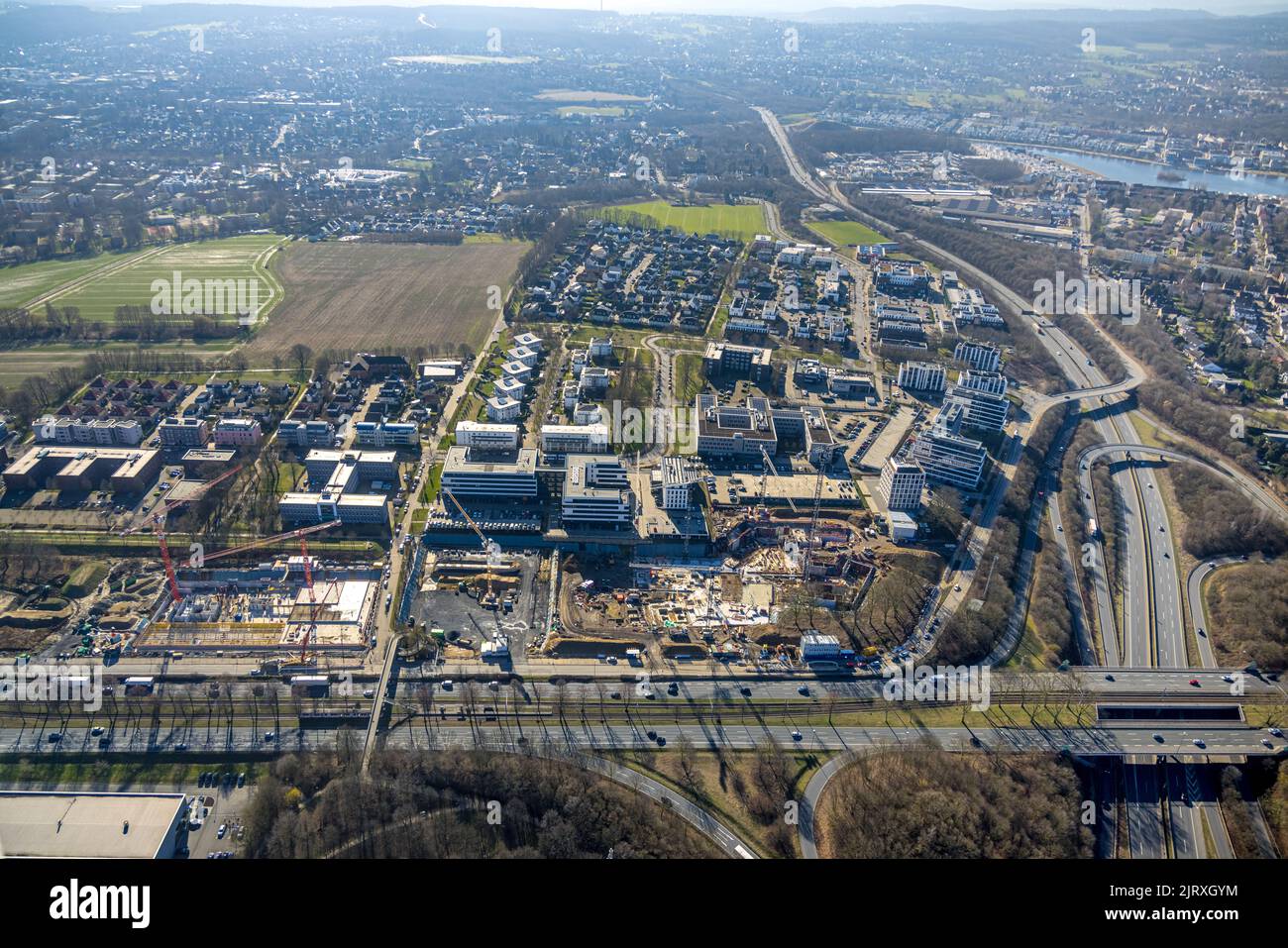 Vista aerea, City Crone East, Federal Highway B1, A40 e B236, Dortmund, Zona della Ruhr, Renania settentrionale-Vestfalia, Germania, Europa, DE, fotografia aerea, b Foto Stock