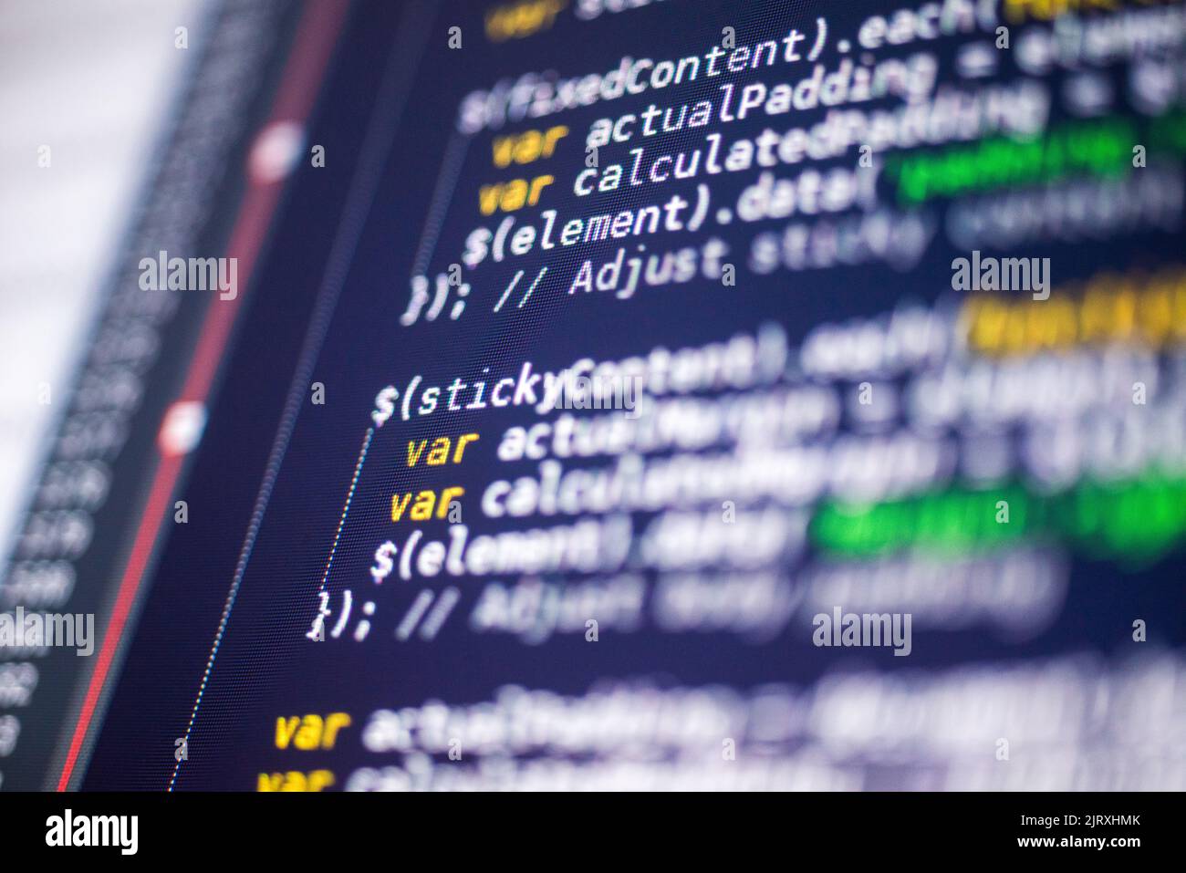 Codice PHP su un monitor, concetto di programmazione Foto Stock