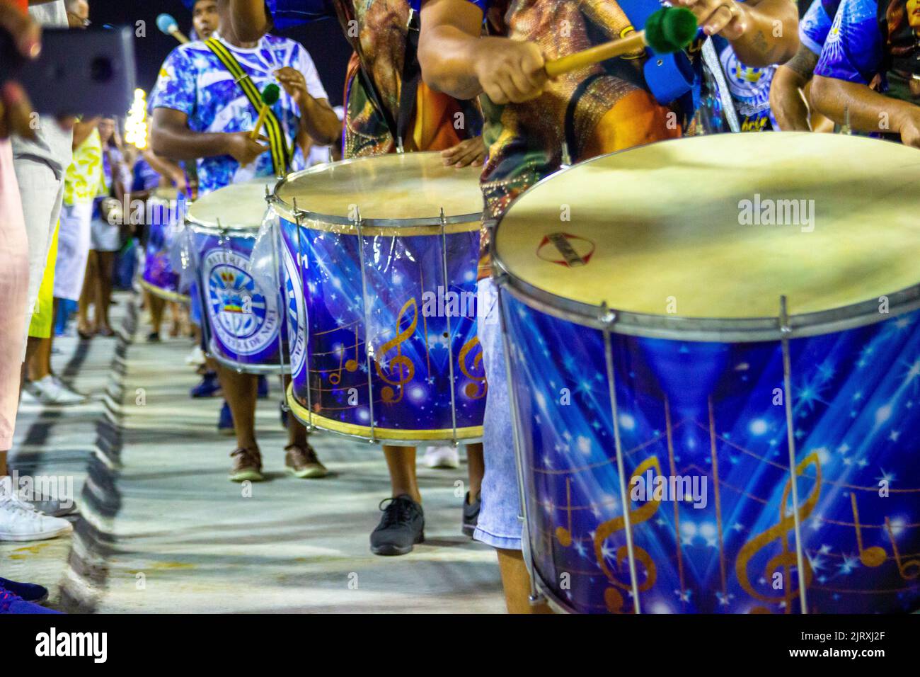 Componenti della Scuola di Vila Isabel, Marques de Sapucai, Rio de Janeiro, Brasile - 10 febbraio 2019: Membro della scuola di samba Vila Isabel durante Foto Stock