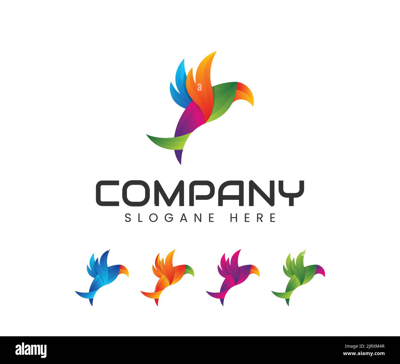 Hummingbird, Creative, astratto digitale e uccello colorato logo design Illustrazione Vettoriale
