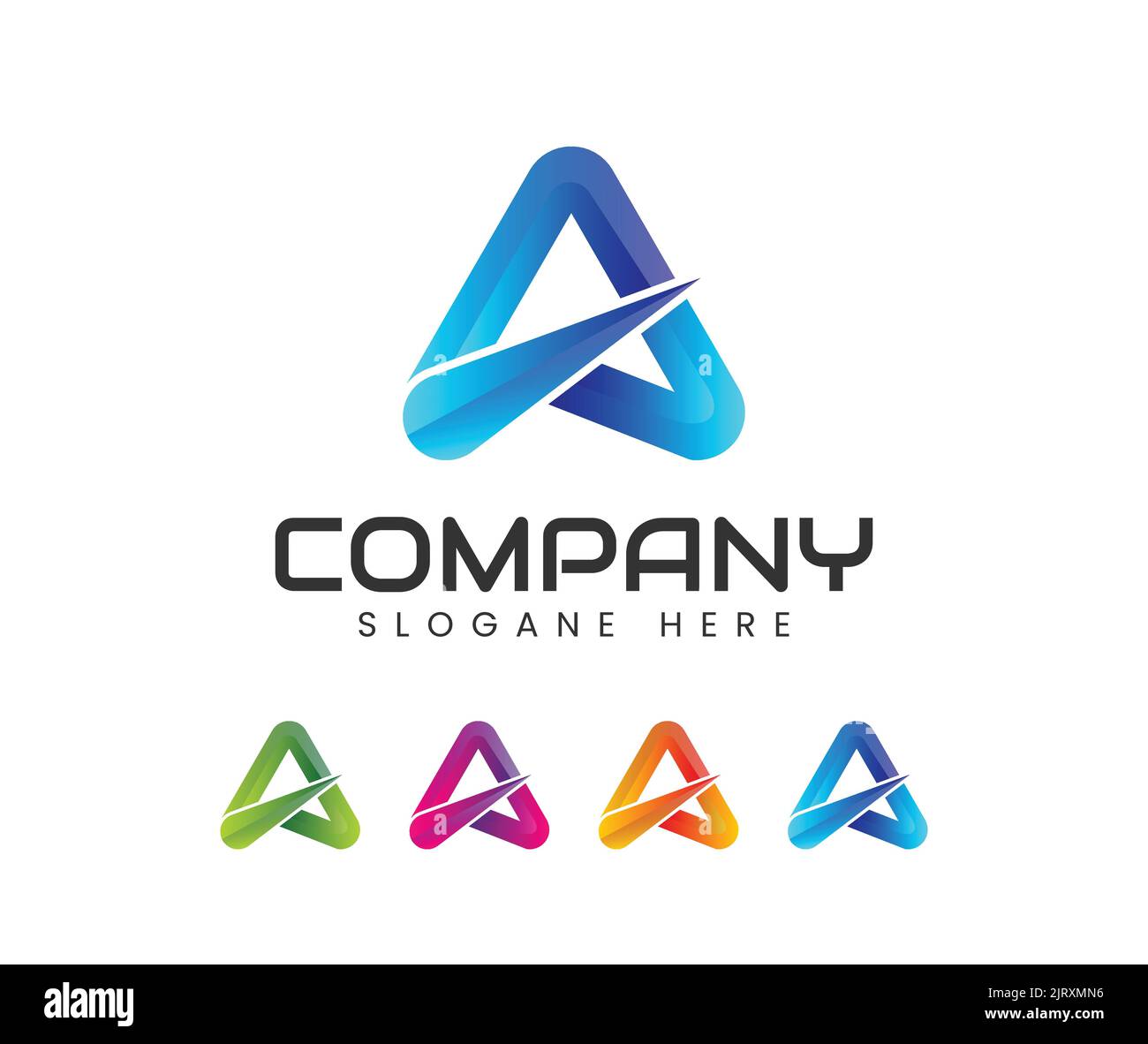 3d lettera un modello di disegno del logo del triangolo. Lettera creativa Un logo. 3D lettera Un modello di logo. Illustrazione Vettoriale