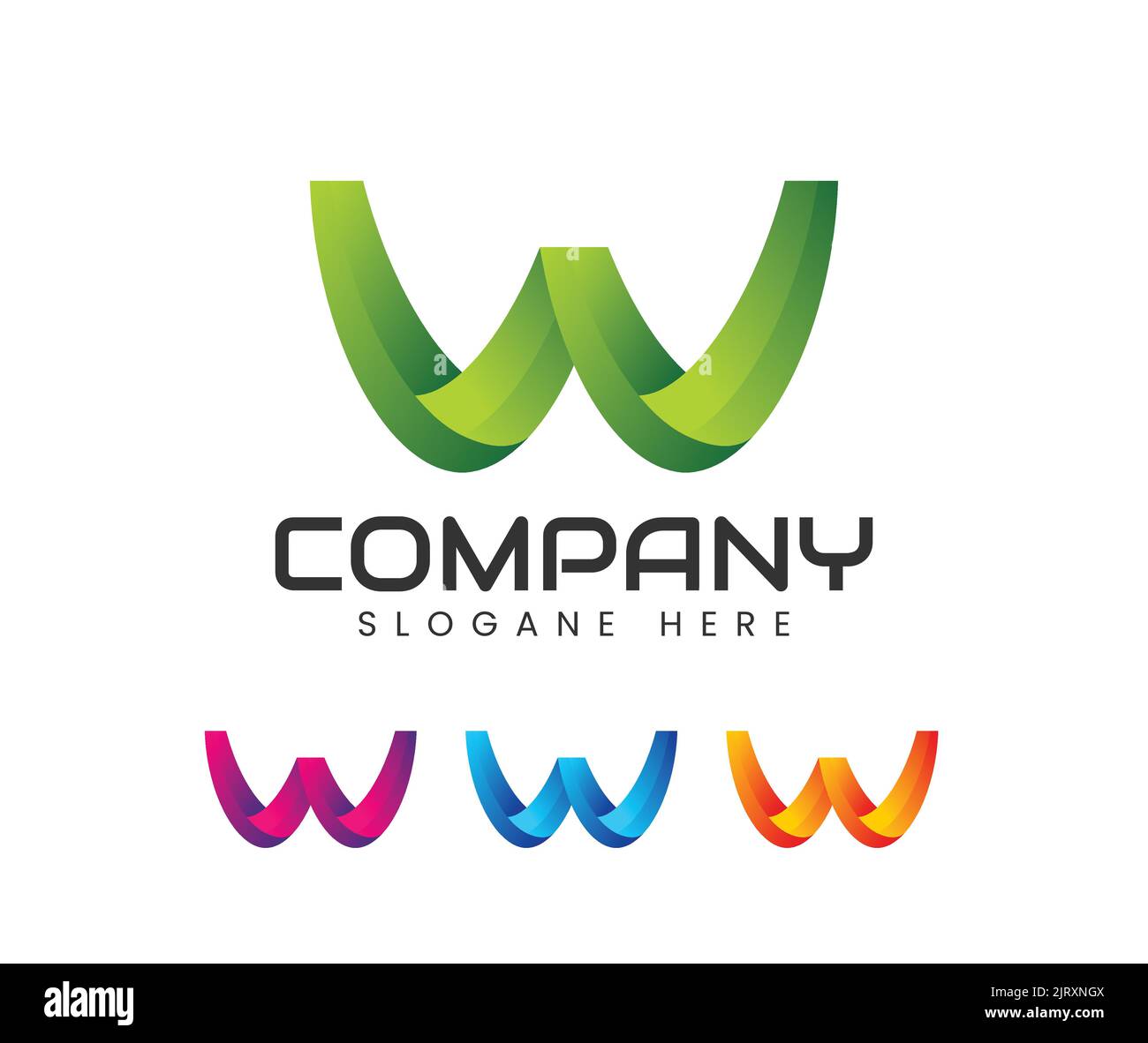 Design moderno con logo a 3D lettere. Logo alfabeto, lettera W. lettera W simbolo logo astratto Illustrazione Vettoriale