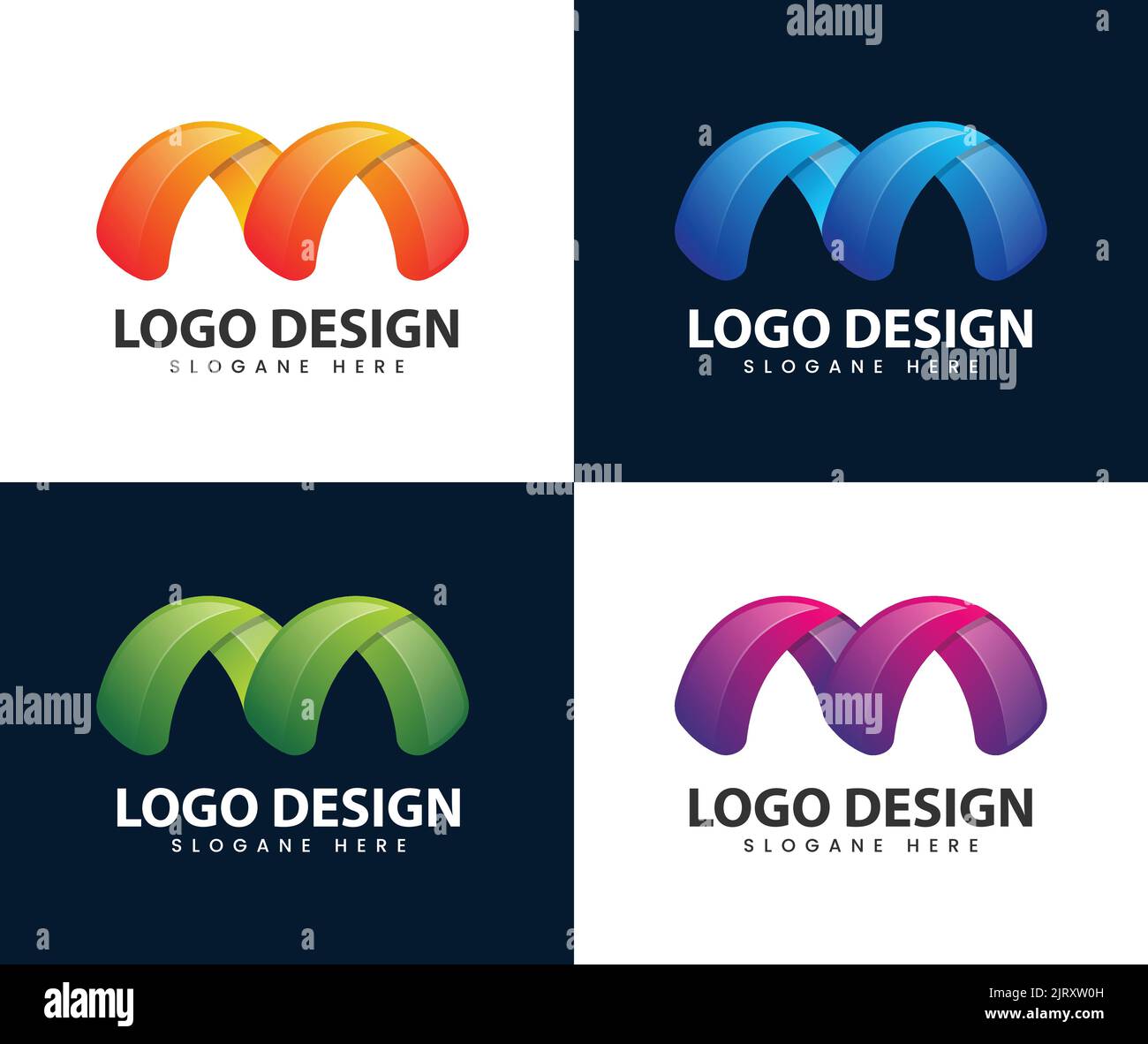 Astratto moderno m lettera iniziale logo design. Logo M con illustrazione vettoriale di concetto moderno Illustrazione Vettoriale