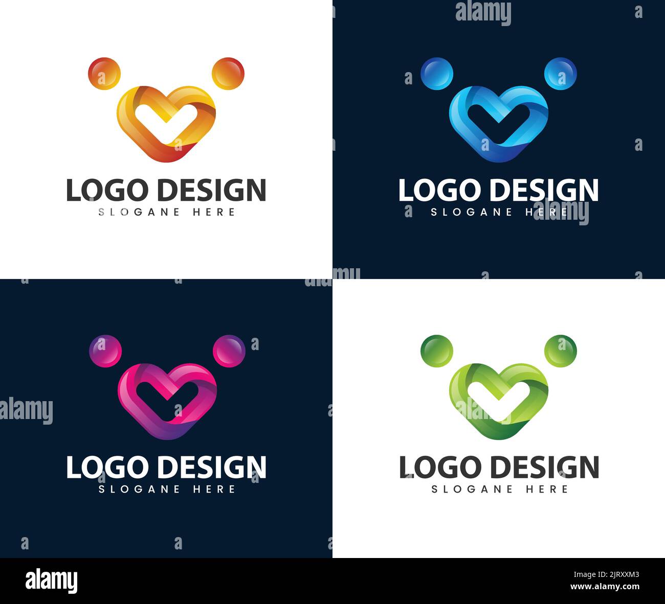Partnership comunità persone cura logo. Astratto comunità persone cura logo design colore modificabile Illustrazione Vettoriale