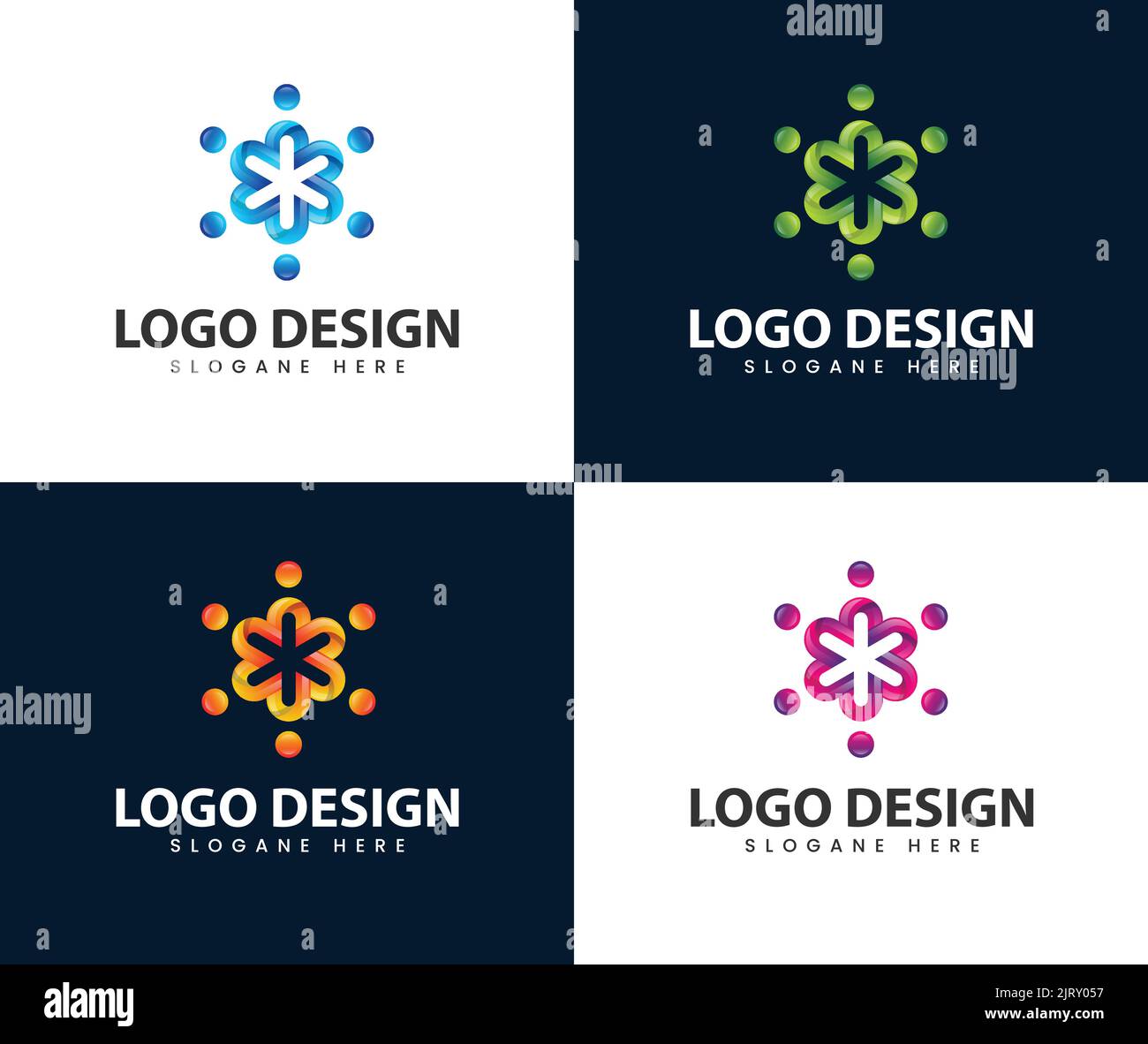 Rete astratta della comunità e modello di design delle icone sociali. Concetto per social network, lavoro di squadra, partnership, amici, business Illustrazione Vettoriale
