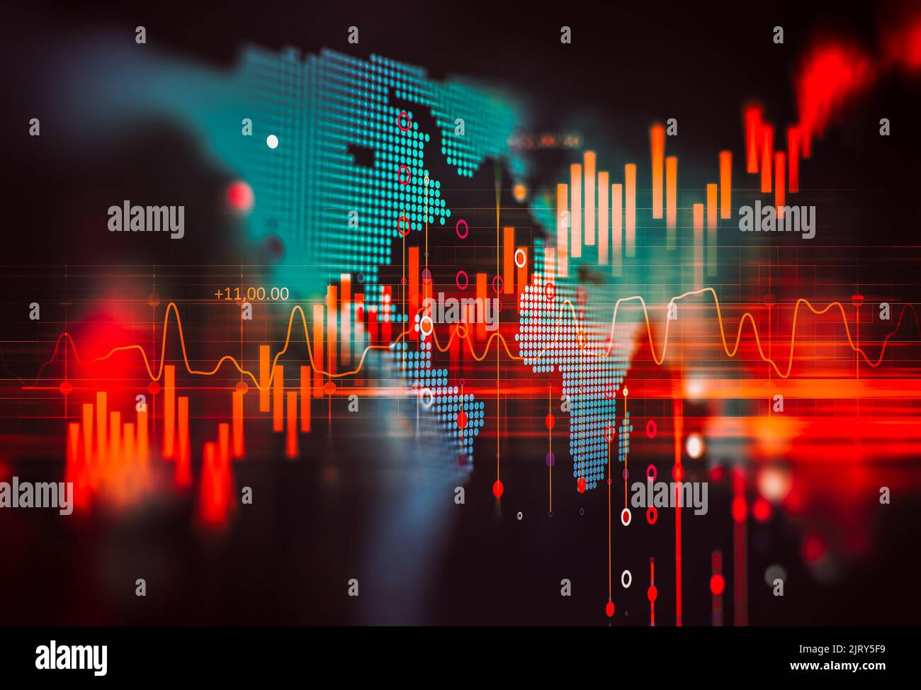 grafico del mercato azionario finanziario sullo sfondo astratto della tecnologia Foto Stock