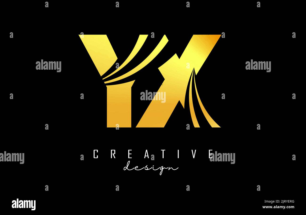 Lettera d'oro creativa YX y x logo con linee di punta e design concetto di strada. Lettere con disegno geometrico. Illustrazione vettoriale con lettera e crea Illustrazione Vettoriale