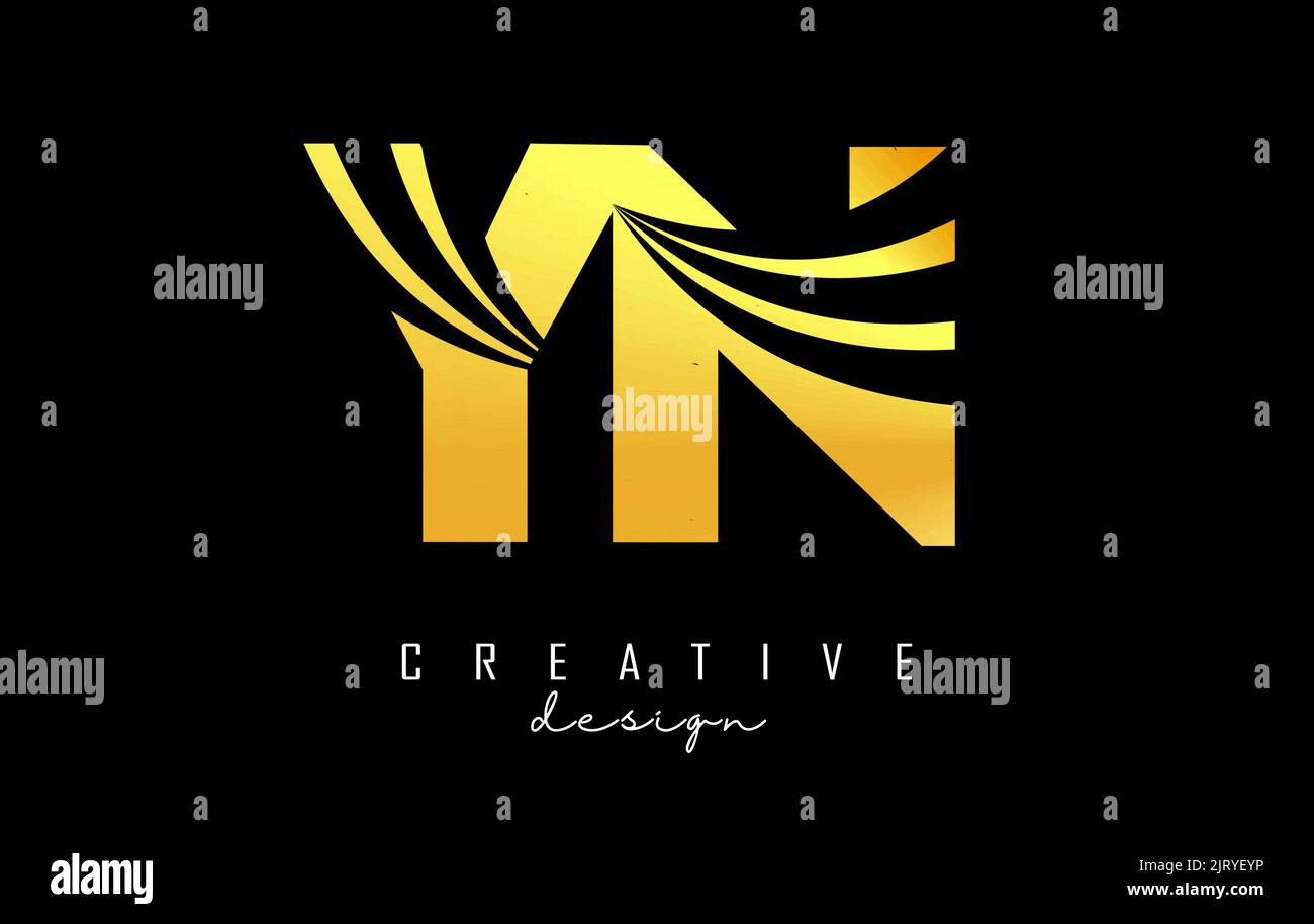 Lettera d'oro creativa YN y n logo con linee leader e design concetto di strada. Lettere con disegno geometrico. Illustrazione vettoriale con lettera e crea Illustrazione Vettoriale