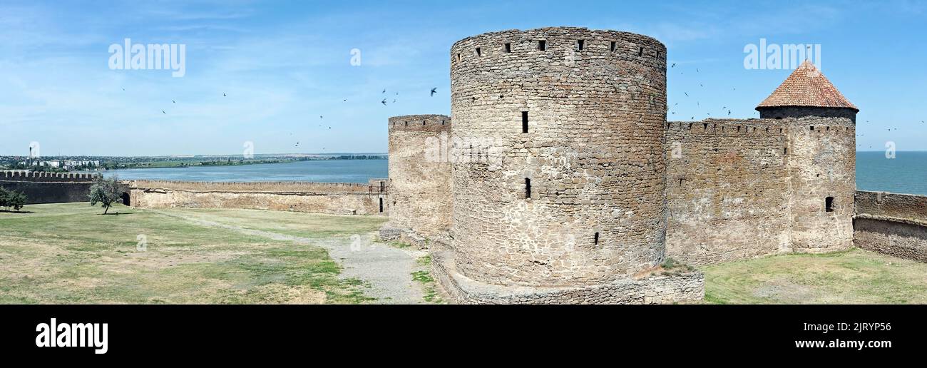 Vista panoramica sulla cittadella del castello di Bilhorod-Dnistrovskyi (fortezza Akkerman) in Ucraina Foto Stock